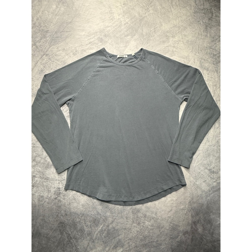 Buck Mason Mens Long Sleeve curved hem Tee sz M Cotton Crewneck preppy gray